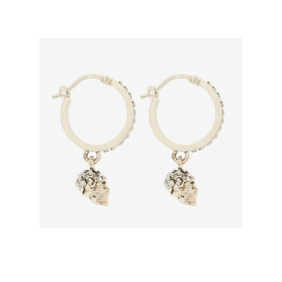 NIB AMQ ALEXANDER MCQUEEN Mini Skull Hoop Earrings - Picture 13 of 16